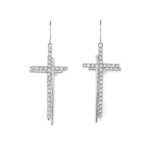 Dazzling Cross Earrings with Silver Austrian Element Crystal