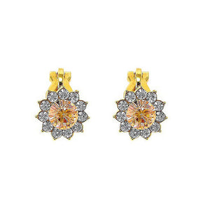 Enchanting Non Piercing Earrings with Silver Austrian Element Crystal and Orange CZ