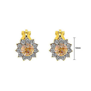 Enchanting Non Piercing Earrings with Silver Austrian Element Crystal and Orange CZ