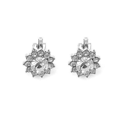 Enchanting Non Piercing Earrings with Silver Austrian Element Crystal and CZ