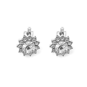 Enchanting Non Piercing Earrings with Silver Austrian Element Crystal and CZ