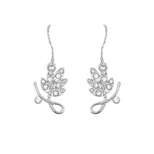 Load image into Gallery viewer, Elegant Leaf Earrings with Silver Austrian Element Crystal