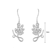 Load image into Gallery viewer, Elegant Leaf Earrings with Silver Austrian Element Crystal