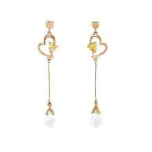 Load image into Gallery viewer, Charming Heart Earrings with Silver and Yellow Austrian Element Crystals