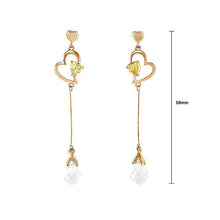 Load image into Gallery viewer, Charming Heart Earrings with Silver and Yellow Austrian Element Crystals