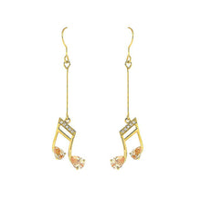 Load image into Gallery viewer, Enchanting Music Sign Earrings with Silver and Orange Austrian Element Crystals