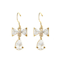 Load image into Gallery viewer, Dazzling Ribbon Earrings with Silver Austrian Element Crystal