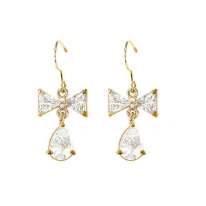 Dazzling Ribbon Earrings with Silver Austrian Element Crystal