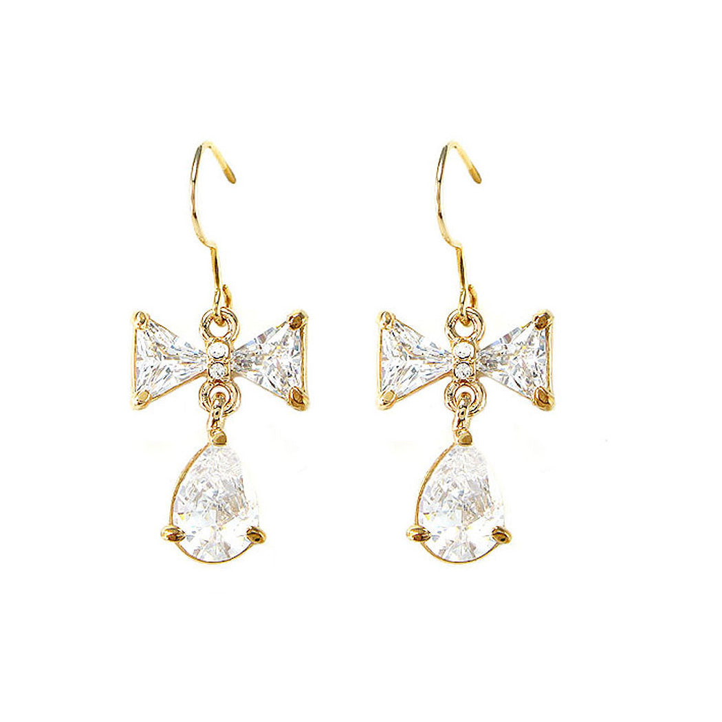 Dazzling Ribbon Earrings with Silver Austrian Element Crystal