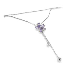 Load image into Gallery viewer, Elegant Flower Anklet with Purple and Silver Austrian Element Crystals