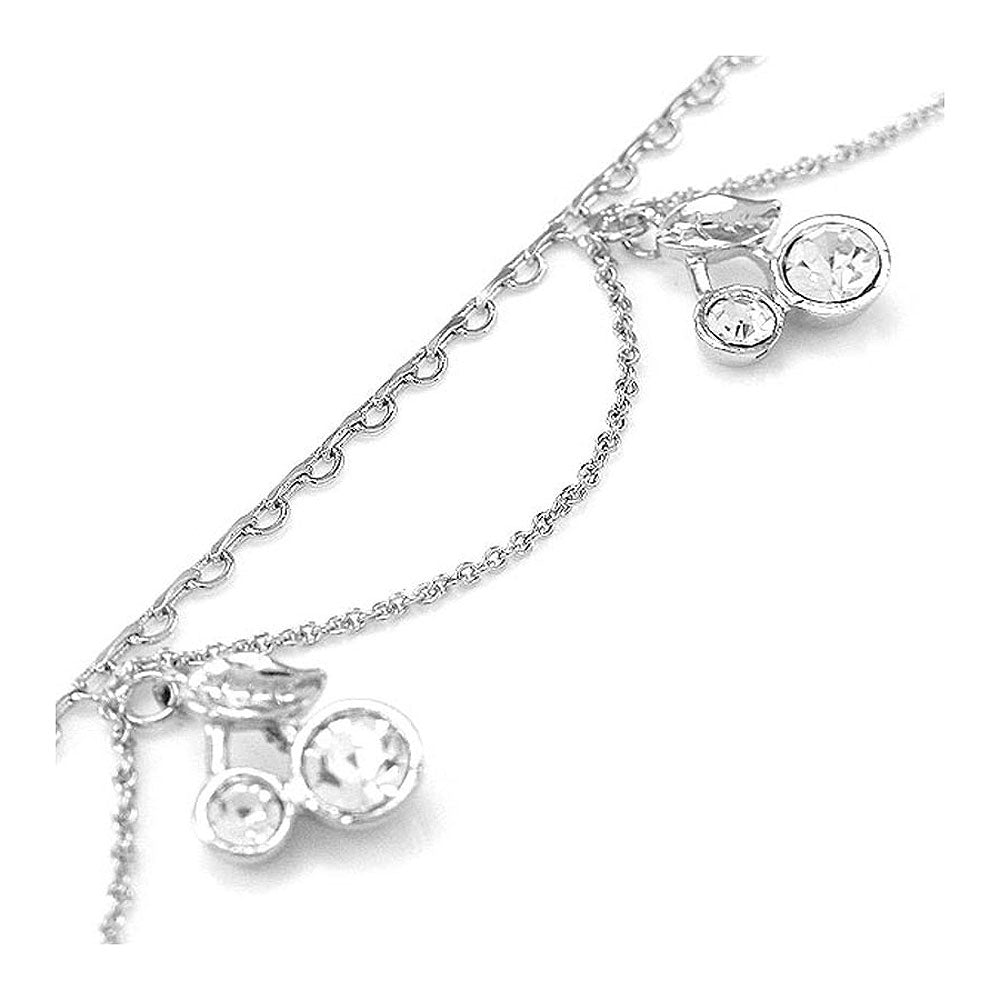Elegant Cherry Anklet with Silver Austrian Element Crystals
