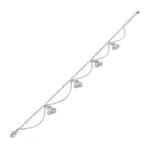 Elegant Cherry Anklet with Silver Austrian Element Crystals