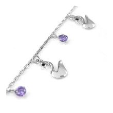 Load image into Gallery viewer, Elegant Swan Anklet with Purple and Black Austrian Element Crystals
