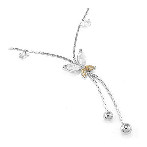 Elegant Butterfly Anklet with Silver and Orange Austrian Element Crystals