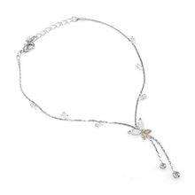 Load image into Gallery viewer, Elegant Butterfly Anklet with Silver and Orange Austrian Element Crystals