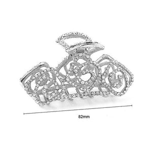 Elegant Rose Hair Clamp with Silver Austrian Element Crystal