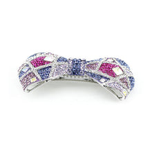 Load image into Gallery viewer, Elegant Ribbon Hair Clamp with Silver Pink and Purple Austrian Element Crystals