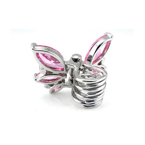 Charming Butterfly Clamp with Pink Austrian Element Crystal