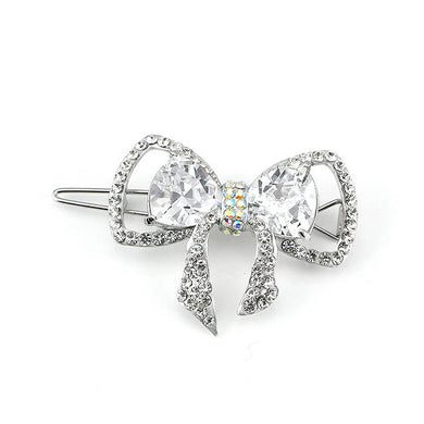 Charming Ribbon Barrette with Silver Austrian Element Crystal