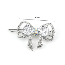 Load image into Gallery viewer, Charming Ribbon Barrette with Silver Austrian Element Crystal