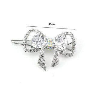 Charming Ribbon Barrette with Silver Austrian Element Crystal