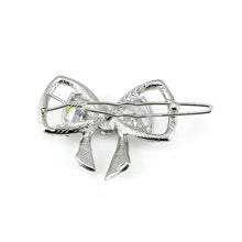 Load image into Gallery viewer, Charming Ribbon Barrette with Silver Austrian Element Crystal