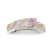 Load image into Gallery viewer, Glistering Flower Barrette with Silver Pink and Orange Austrian Element Crystals