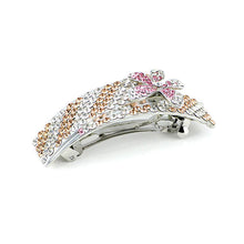 Load image into Gallery viewer, Glistering Flower Barrette with Silver Pink and Orange Austrian Element Crystals