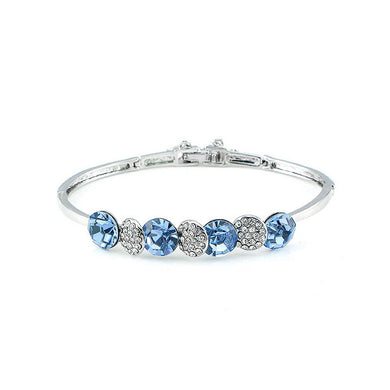 Glistering Bangle with Blue and Silver Austrian Element Crystals