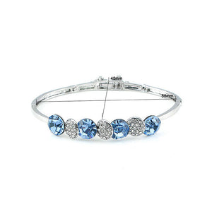 Glistering Bangle with Blue and Silver Austrian Element Crystals