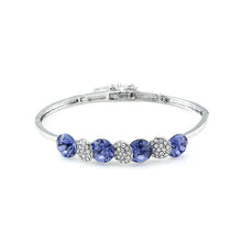 Load image into Gallery viewer, Glistering Bangle with Purple and Silver Austrian Element Crystals