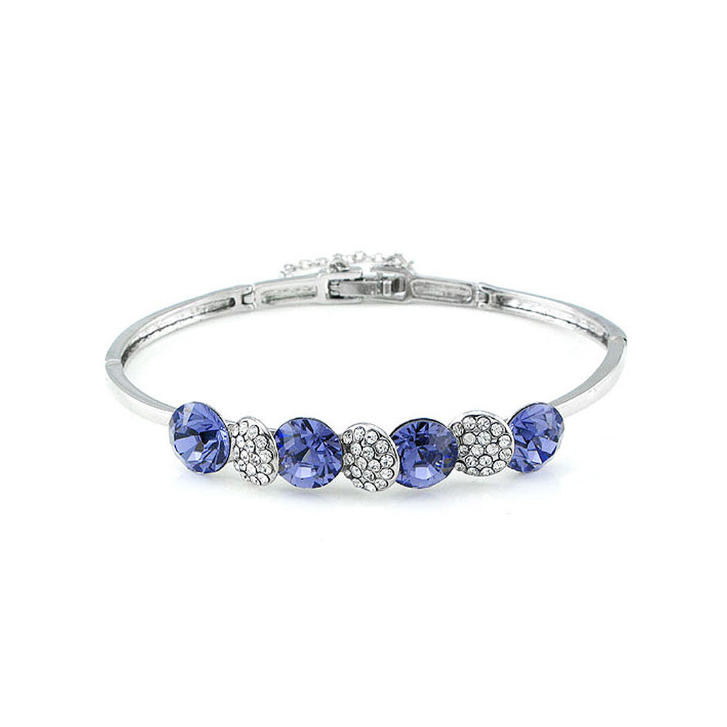 Glistering Bangle with Purple and Silver Austrian Element Crystals