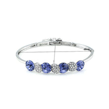Load image into Gallery viewer, Glistering Bangle with Purple and Silver Austrian Element Crystals