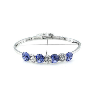 Glistering Bangle with Purple and Silver Austrian Element Crystals