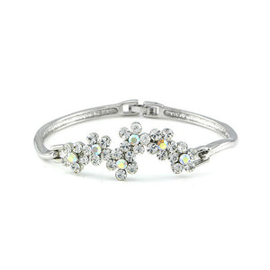 Glistering Flower Bangle with Silver Austrian Element Crystals