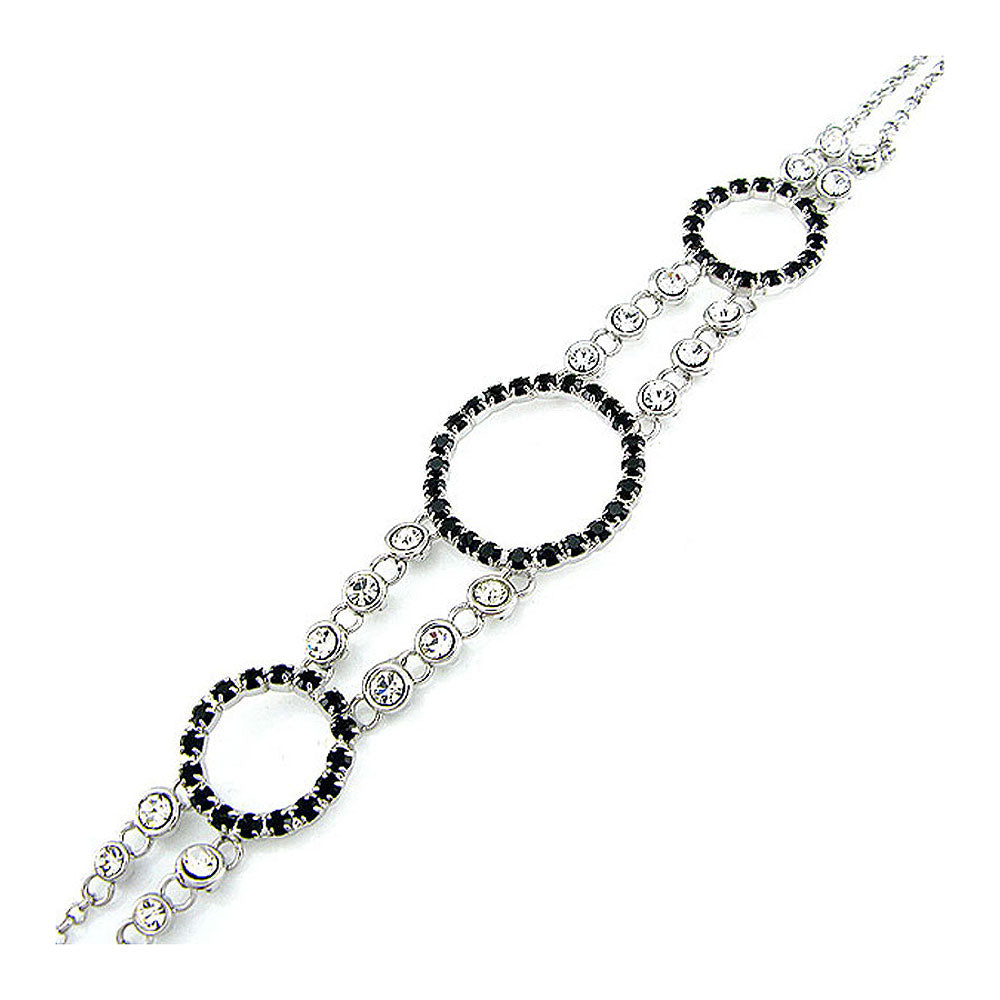Elegant Bracelet with Silver and Black Austrian Element Crystals