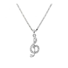 Load image into Gallery viewer, Musical Note Pendant with Silver Austrian Element Crystals and Necklace
