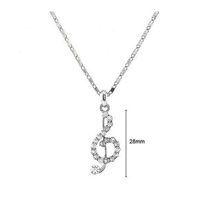 Musical Note Pendant with Silver Austrian Element Crystals and Necklace