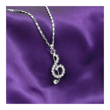 Load image into Gallery viewer, Musical Note Pendant with Silver Austrian Element Crystals and Necklace