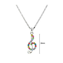 Load image into Gallery viewer, Musical Note Pendant with Multi-colour Austrian Element Crystals and Necklace