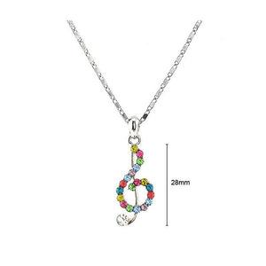 Musical Note Pendant with Multi-colour Austrian Element Crystals and Necklace