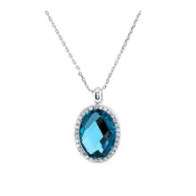 Load image into Gallery viewer, Glimmering Pendant with Silver Austrian Element Crystal Blue CZ and Necklace