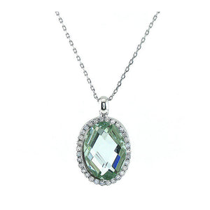 Glimmering Pendant with Silver Austrian Element Crystal Silver CZ and Necklace