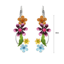 Load image into Gallery viewer, Multi-color Flower Shape Earrings with Yellow and Pink Austrian Element Crystals