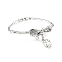 Load image into Gallery viewer, Fancy Ribbon Bangle with Silver Austrian Element Crystal