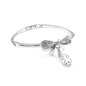 Fancy Ribbon Bangle with Silver Austrian Element Crystal