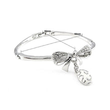 Load image into Gallery viewer, Fancy Ribbon Bangle with Silver Austrian Element Crystal
