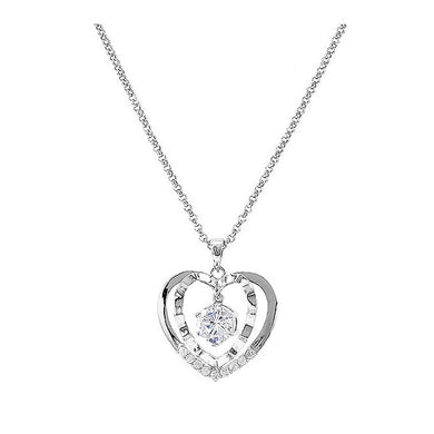 Glistering Heart Pendant with Sliver Austrian Element Crystal and Necklace