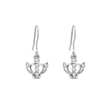 Load image into Gallery viewer, Simple Crown Earrings with Silver Austrian Element Crystal