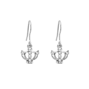Simple Crown Earrings with Silver Austrian Element Crystal
